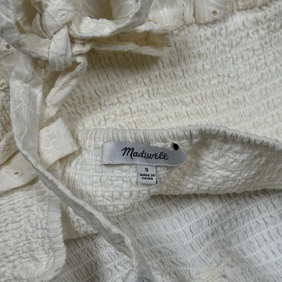 MADEWELL Eyelet Lucie Tie-Strap Tiered Midi Dress White Sz S - Picture 11 of 13